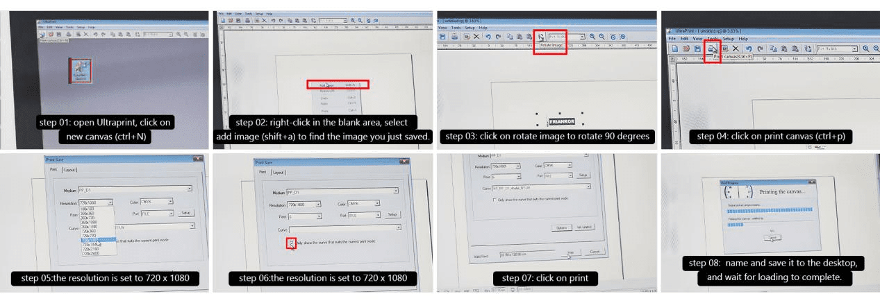 friankor wall printer ultraprint software setup